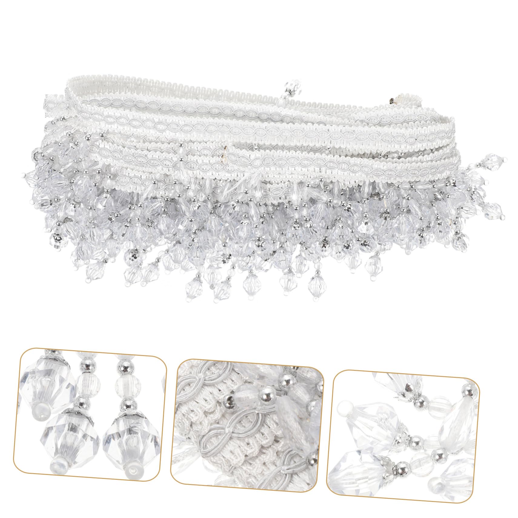 LIFKOME Bordure De Rideau à Franges Perlées Blanc 11,5 m Multifonction Diy Décoration Textile Maison Fête Artisanat