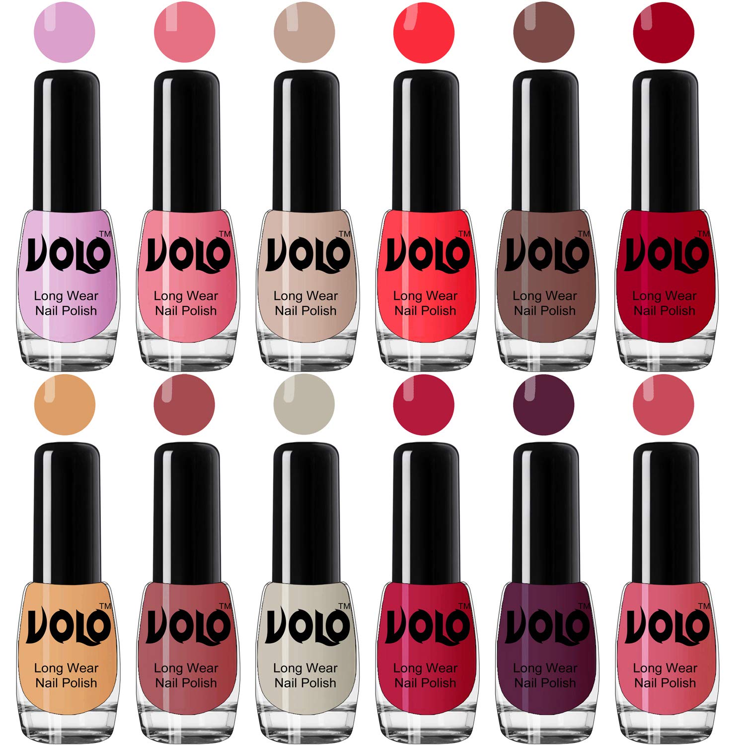 Volo Best Affordable Gloss Nail Polish Combo 12 Pcs Full Year Collection(Purple, Pink, Nude, Red, Nude, Red, Nude, Tan, Nude, Corals, Wine, Pink) 60 ML-picture-47