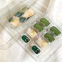 Vista 5 de Vezocim Uñas postizas a presión ataúd de longitud corta, 24 piezas de cobertura completa, reutilizables, brillantes, uñas postizas con pegamento