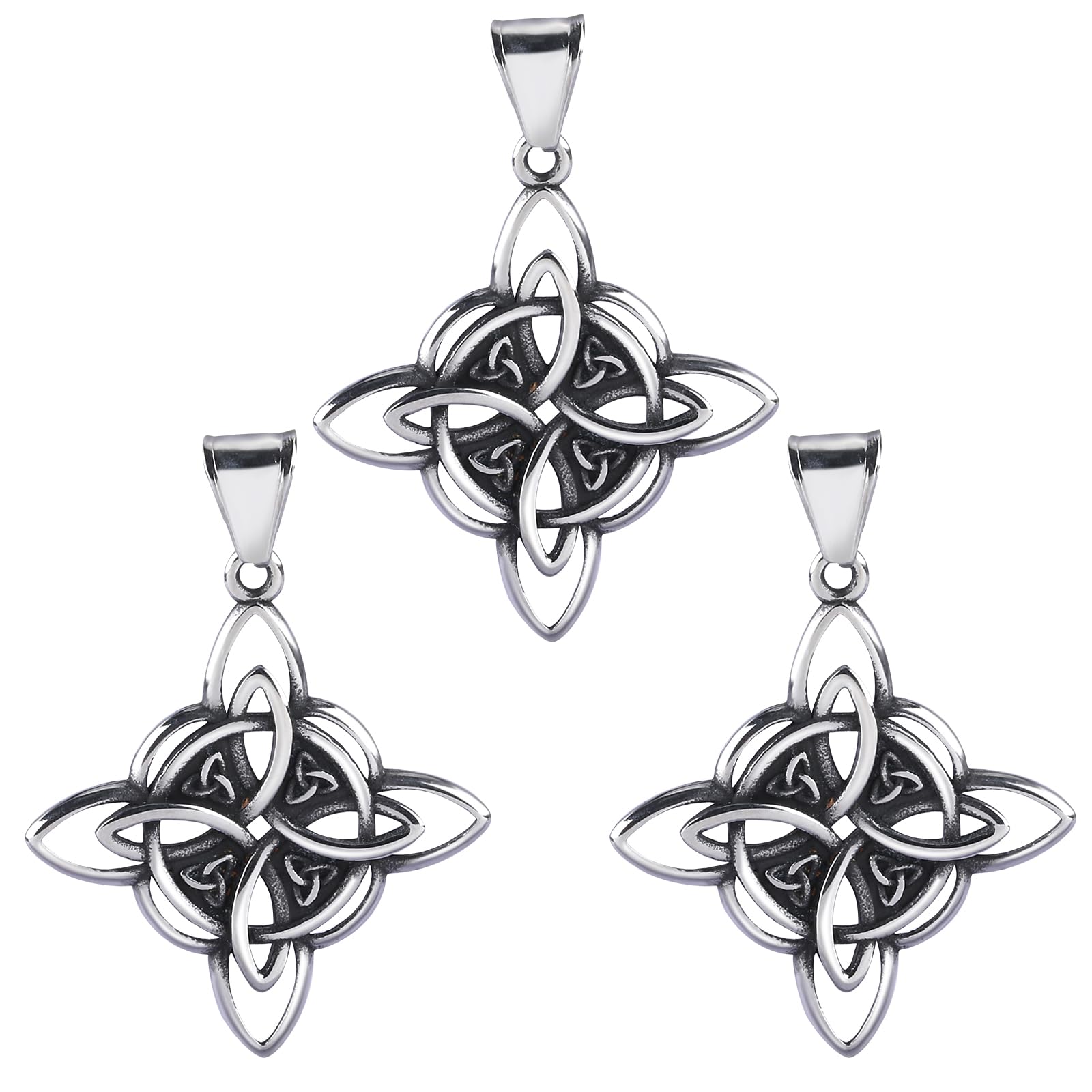 Stainless Steel Witch Knot Charms for Jewelry Making, 3Pcs