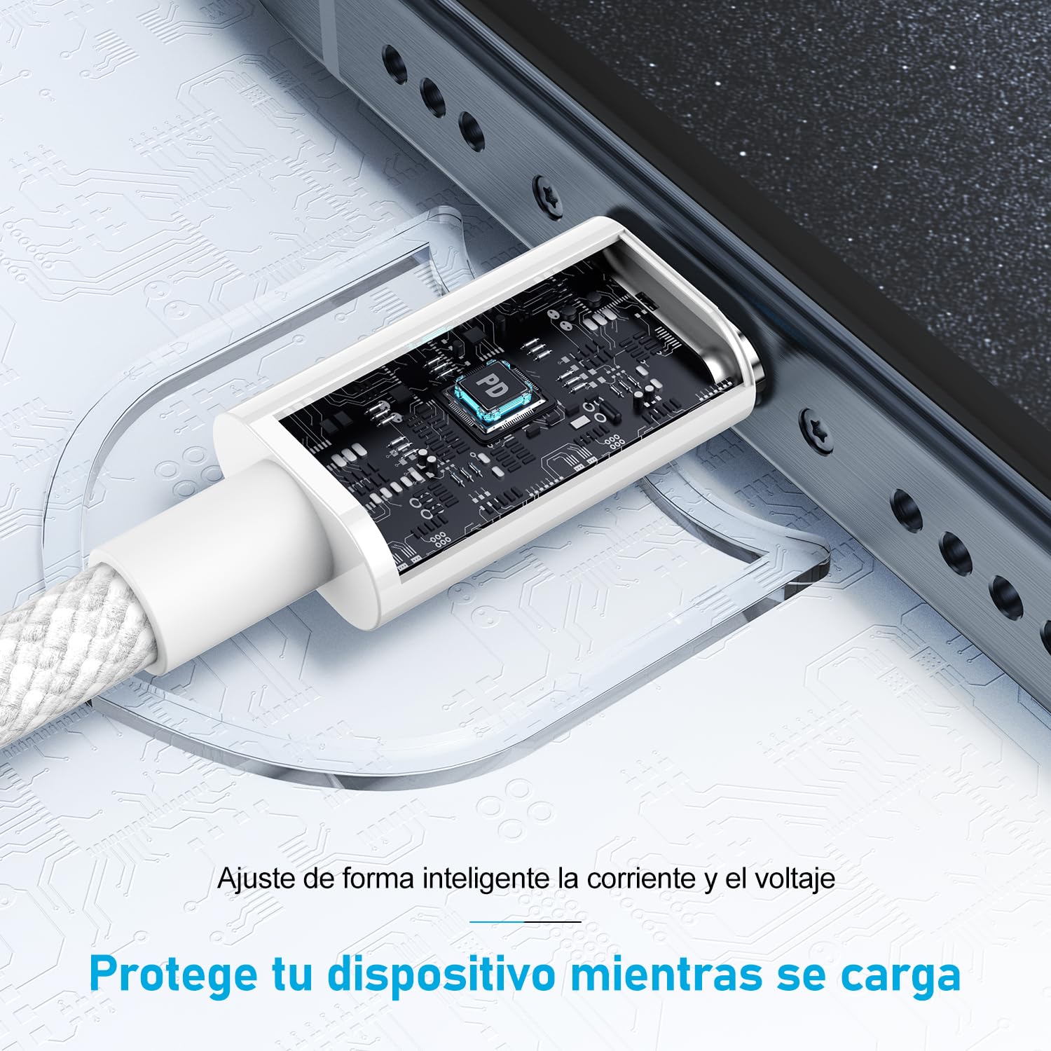 Cable USB C carga Rapida, Cable USB C a USB C 2 metros 2Pack 60W para Apple iPhone 17 16 15 Pro Max Pro Plus, para iPad Pro/Air/Mini, para MacBook Air/Pro, para Samsung Galaxy Series y más