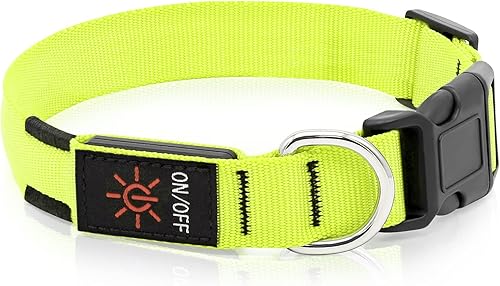 Miniatura 8 de Colaseeme Collar de perro con luz LED, recargable con micro USB, correa de nailon ajustable, hebilla de plástico, anillo D, collares básicos de