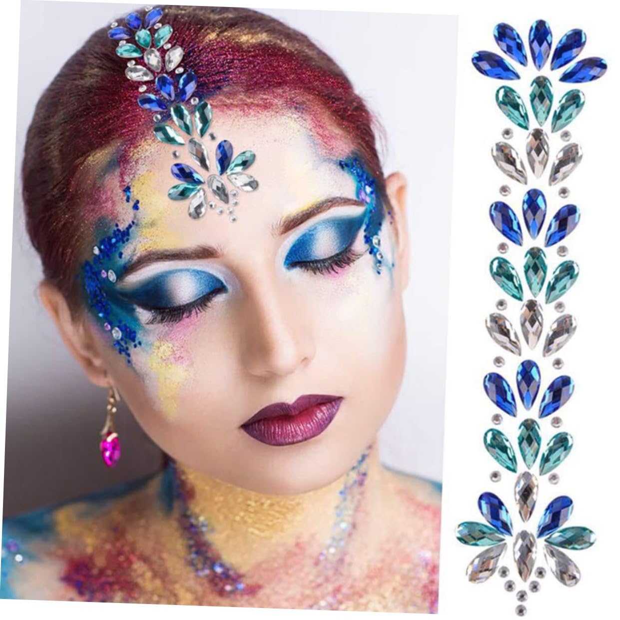 Angoily 15stücke Strass Aufkleber Für Gesicht Und Augen Glitzer Juwelen Makeup Zubehör Für Festivals Partys Hochzeiten Und Kostüme Verschiedenen Farben Erhältlich