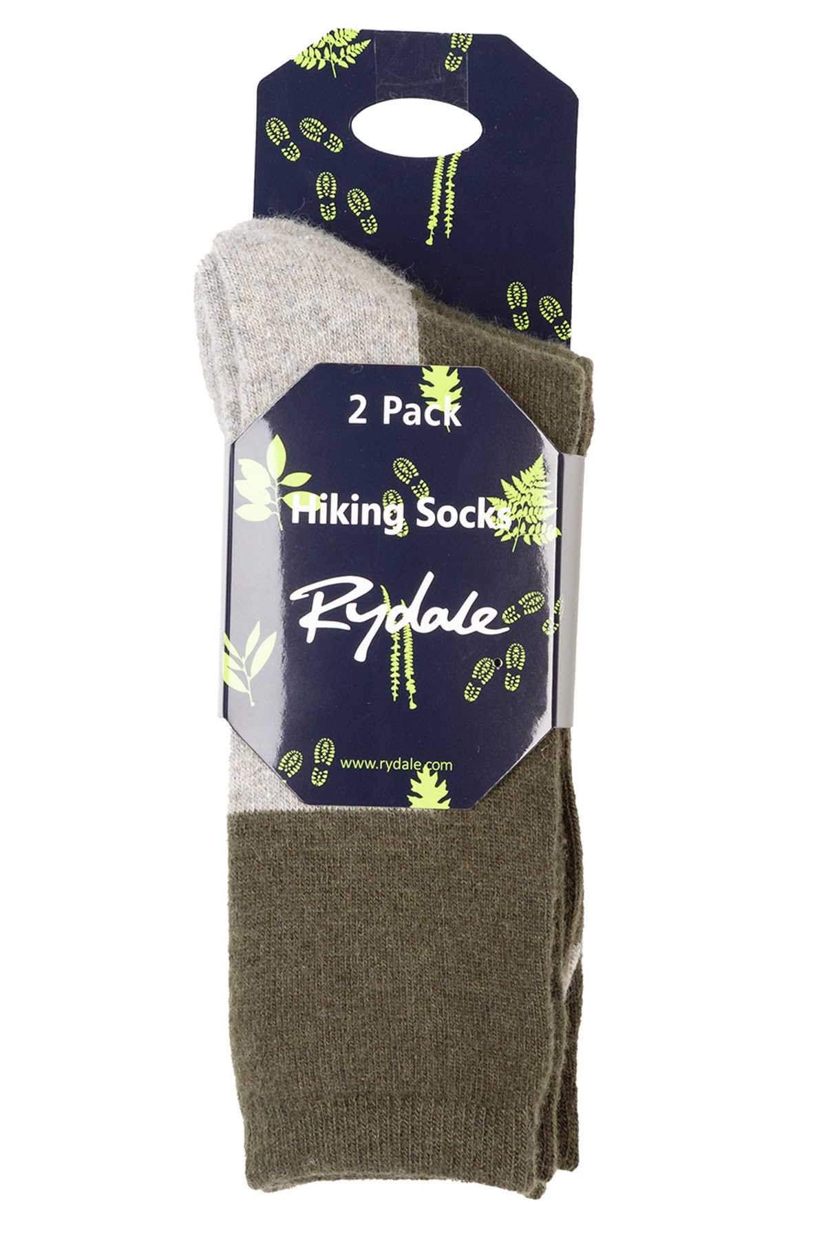 Rydale Women's Khaki Hiking Socks 2 Pack Ankle Sock Warm Wool Blend Cushioned Thermal Socks (Uk, Numeric, 4, 7, Regular, Regular, )