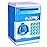 GuDoQi Piggy Bank for Boys Electronic Coin Money Bank Toy for 3 4 5 6 7 8 9 10 Year Old Children, Mini ATM Cash Coin Saving Box for Birthday Gifts Kids Age 3-10, Blue White