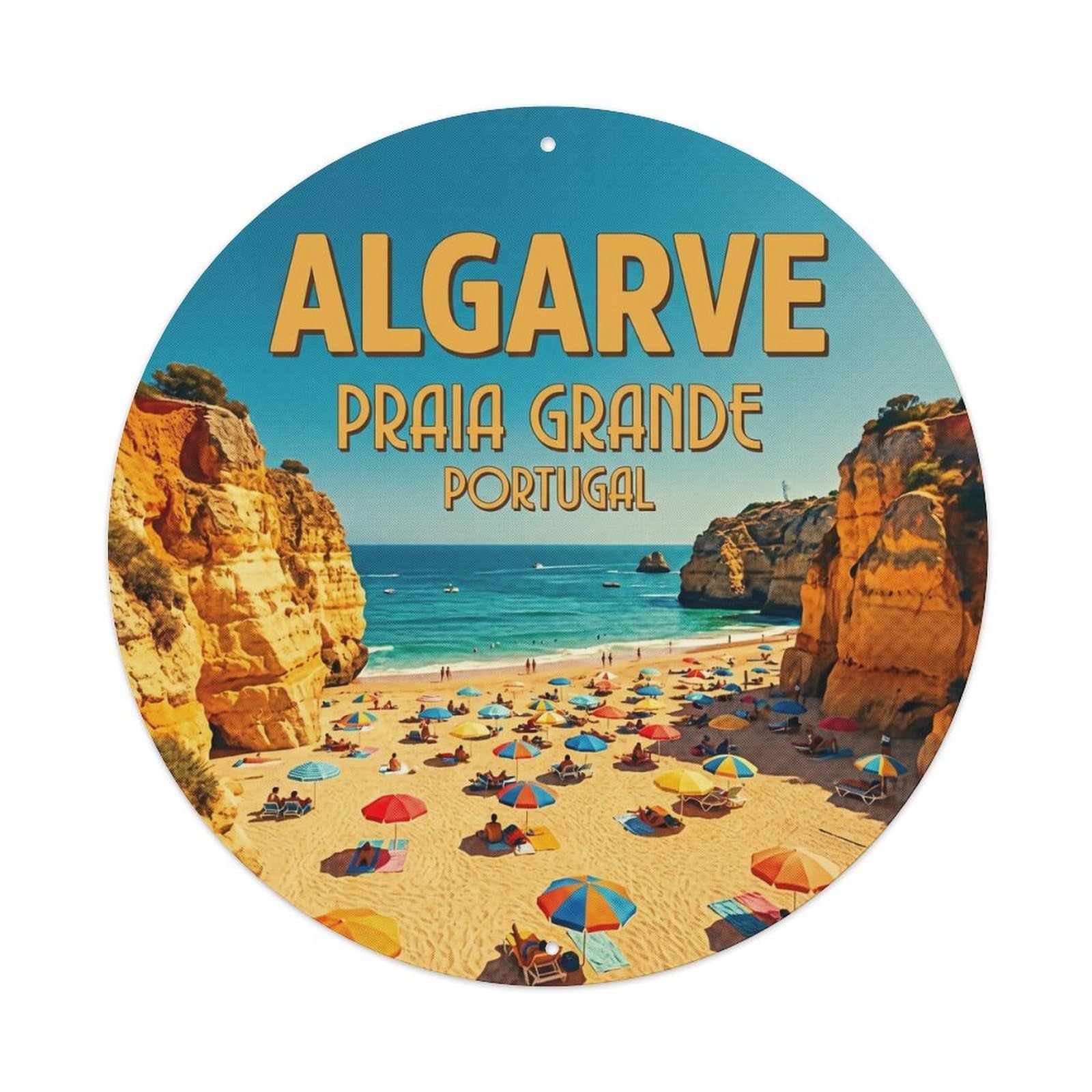 Olhnbad 08X08inch Style Cultural Portugal Algarve Coast Scenic Travel Art Metal Tin Sign