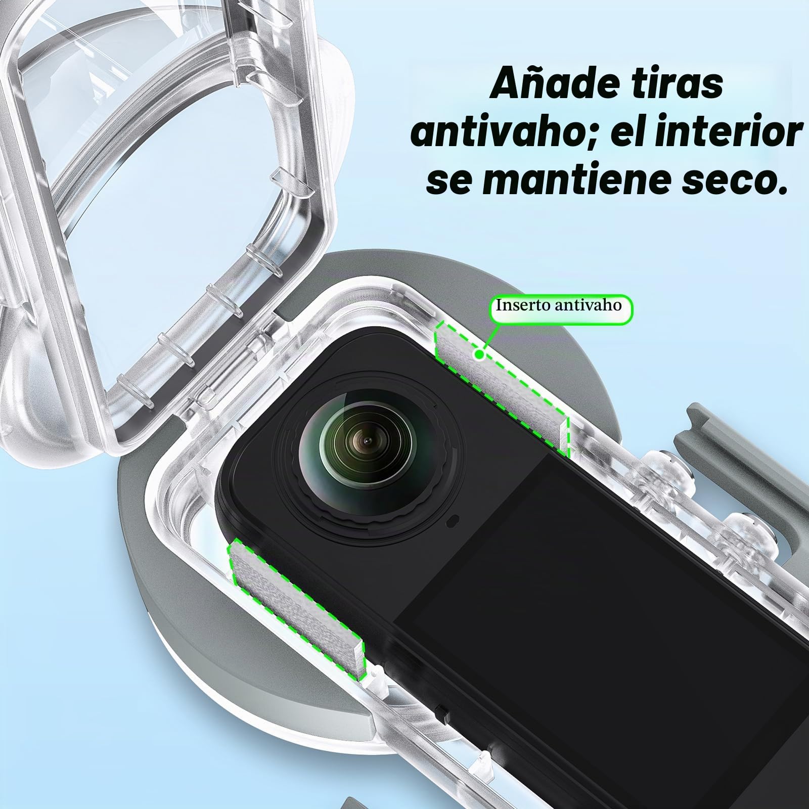 Funda Impermeable para Insta 360 X5, 50 m/165 pies, Carcasa de Buceo Invisible subacuática, Costuras de 360°, Carcasa Protectora para esnórquel, Buceo, Surf, Deportes acuáticos