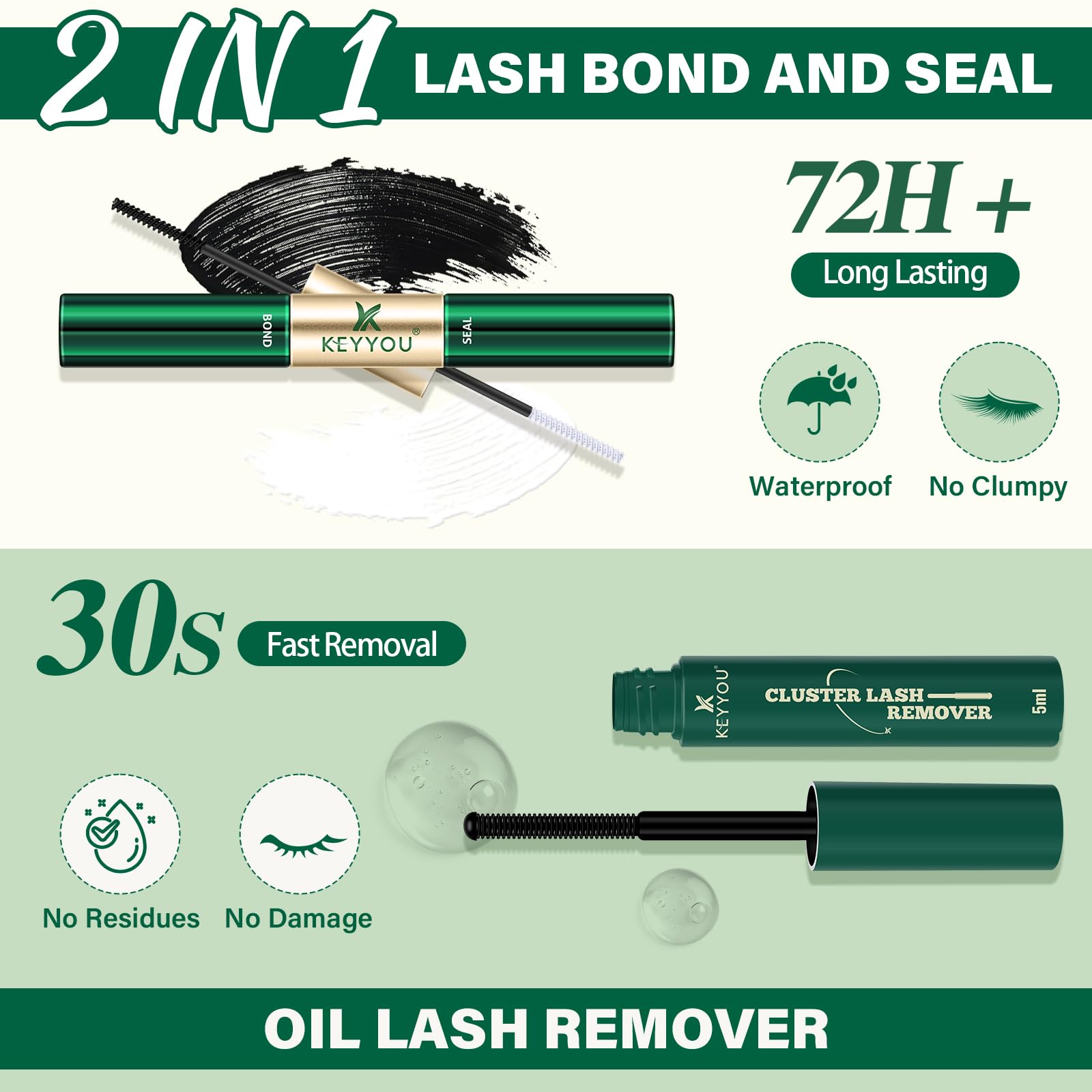 DIY Wimpernverlängerung Kit KEYYOU 300Pcs 40D 0.07D Curl 8-16MIX Wimpern-Cluster-Kit mit Wimpern Kleber Entferner Applikator einfach zu bedienen für Anfänger (Kit-40D-0.07D,8-16MIX)