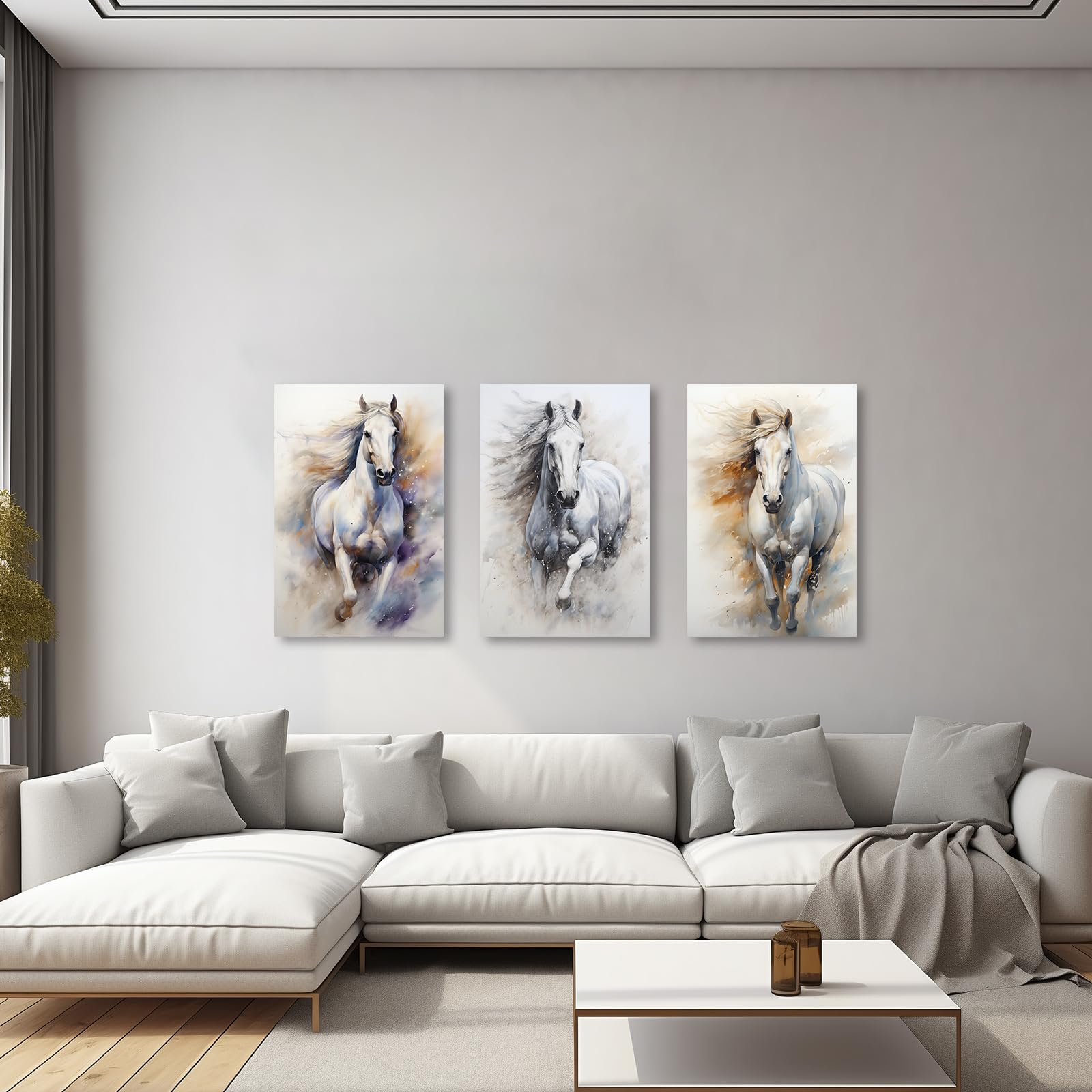 馬の画 並行輸入品】 ZXHYWYM 2ピース 馬 ウォールアート 白い馬の絵