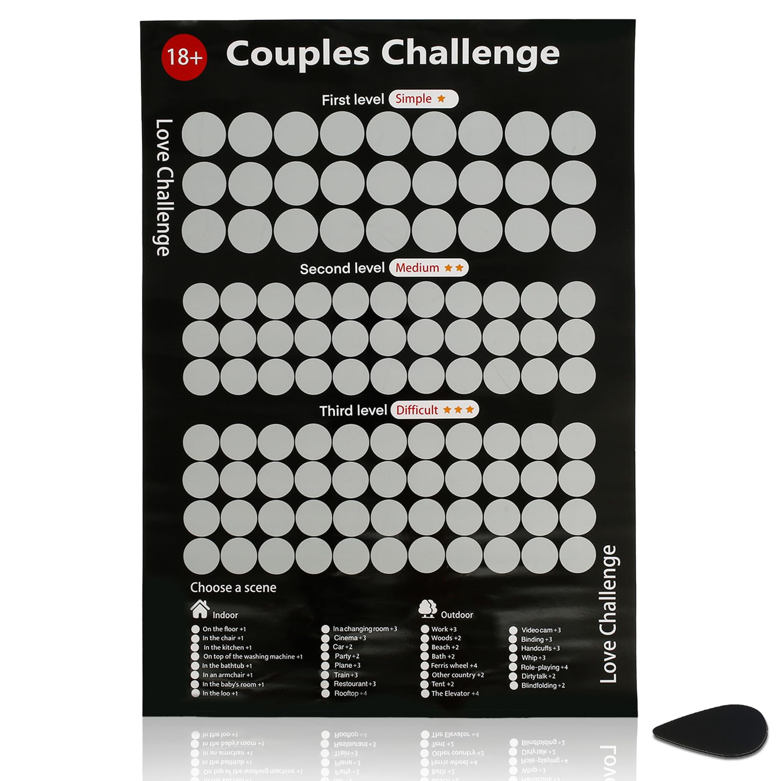 NZWBSHSSP Valentines Day Scratch Off Poster Funny Love Game Scratch Off Poster 100 Things on Date Night Couple Dating Scratch Off Poster Date Night Challenge Scratch Off Poster for Couples(Black)