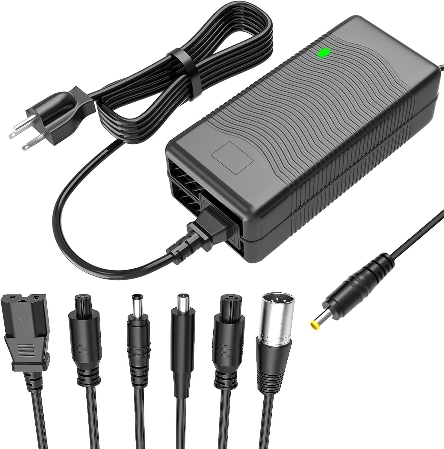 54.6V 2A Fast Charger 7 in 1 Plugs for 48V Lithium Batteries, Universal Power Adapter for 48V-54.6V Lithium Batteries
