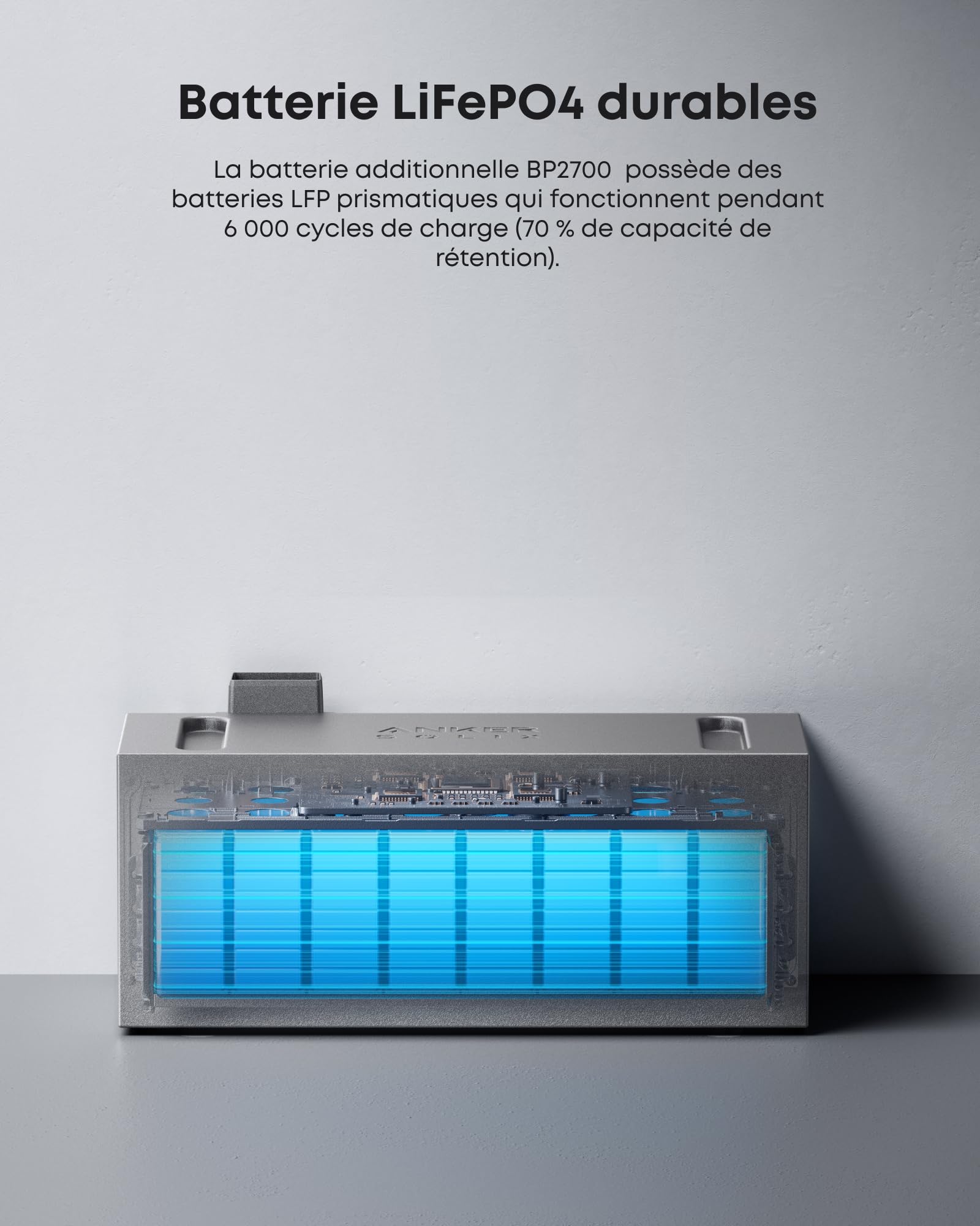 Anker SOLIX BP2700, Batterie additionnelle pour Solarbank 3 Pro, capacité 2,68 kWh, Extensible 16,128 kWh, modulaire, PluginPower, Batterie LiFePO4 6 000 Cycles, Technologie Thermal Boosting, IP65 | Capacité : 2,68 kWh, extensible jusqu'à 16,128 kWh, desi