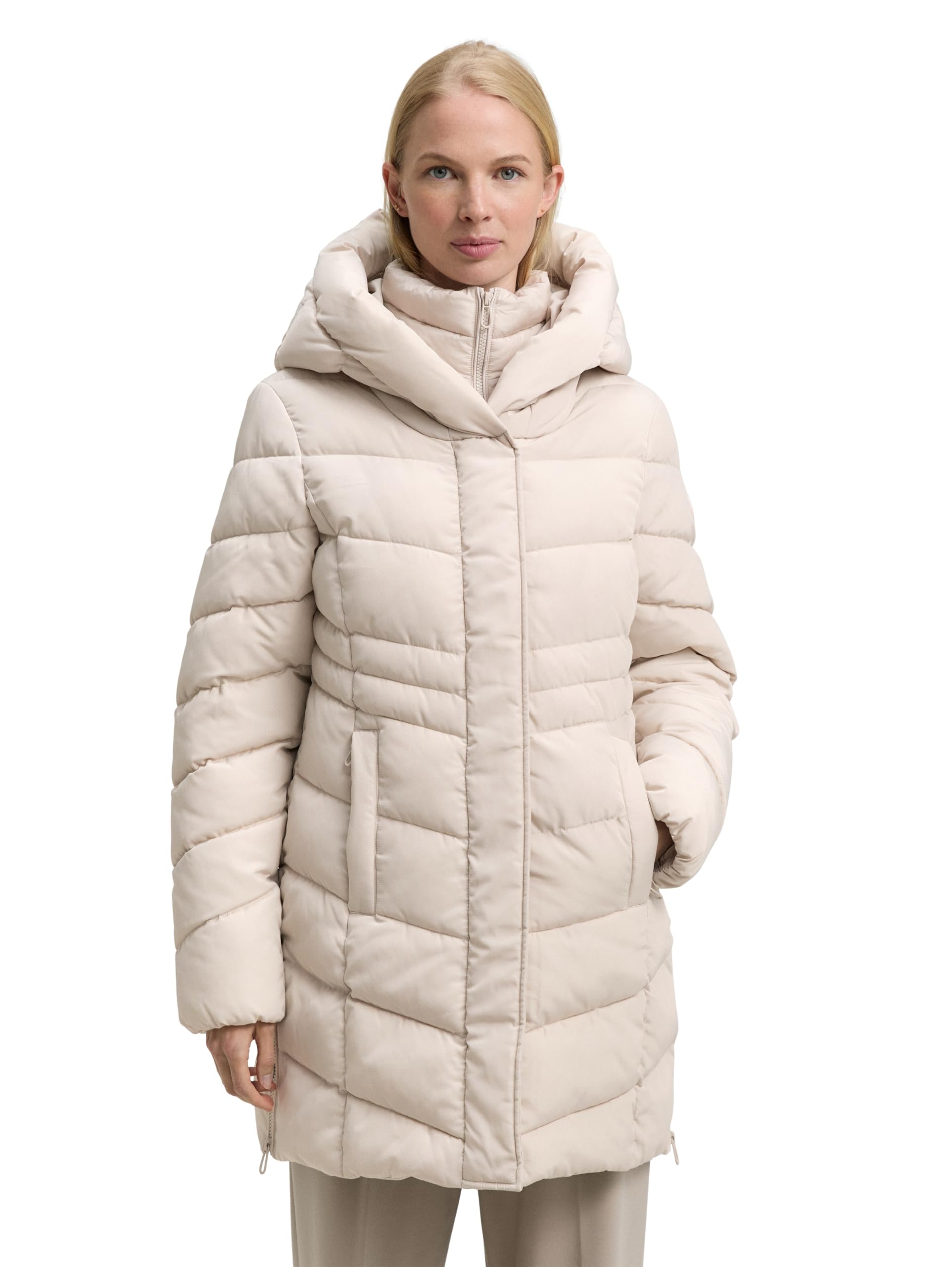 TOM TAILOR Damen Puffer-Mantel im 2-in-1-Look