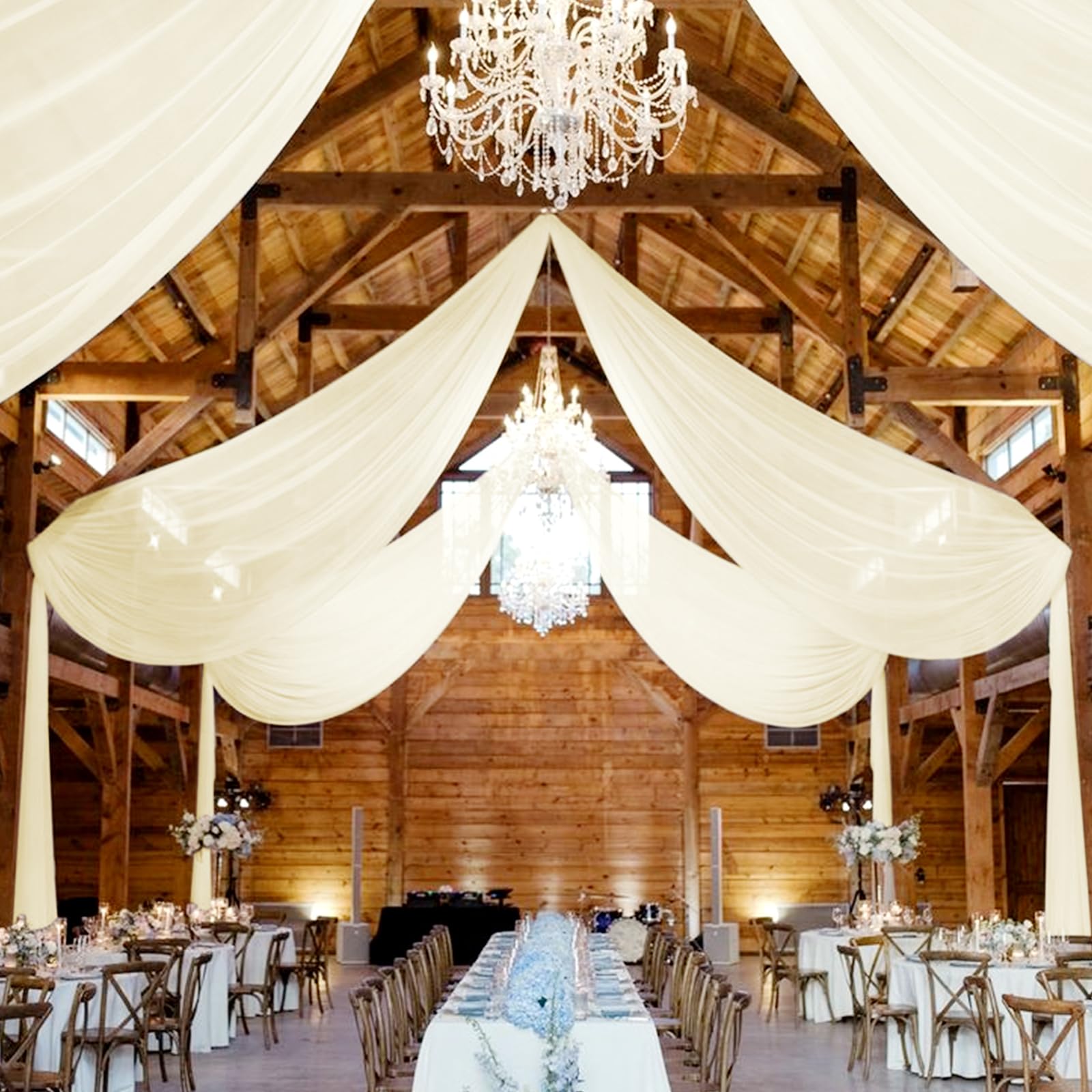 Tessuto bianco per archi di nozze, 73,7 cm x 6,1 m, tessuto in chiffon per matrimoni, pergolati, cerimonie di fidanzamento, feste, addio al nubilato, festoni, decorazione in tessuto bianco, 1 pannello