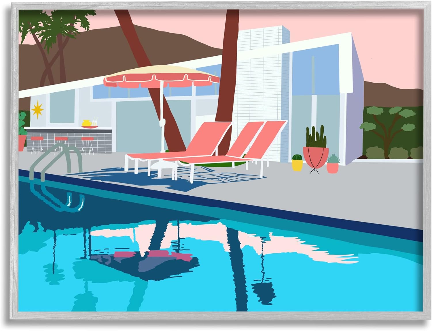 Stupell Industries Modern Tropical Vacation Home Poolside Lounge Chairs, Design by Jen Bucheli