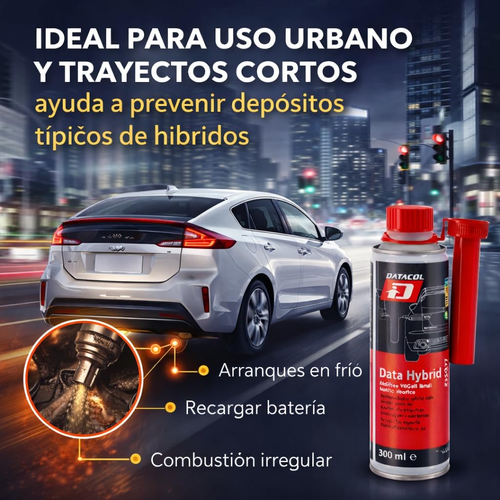 Datacol Aditivo para Coches Híbridos y PHEV (Vehículo Híbrido Eléctrico Enchufable) Data Hybrid – Limpia Inyectores, Previene y Elimina Residuos, Ahorra Combustible y Protege Motor – 300 ml (2)