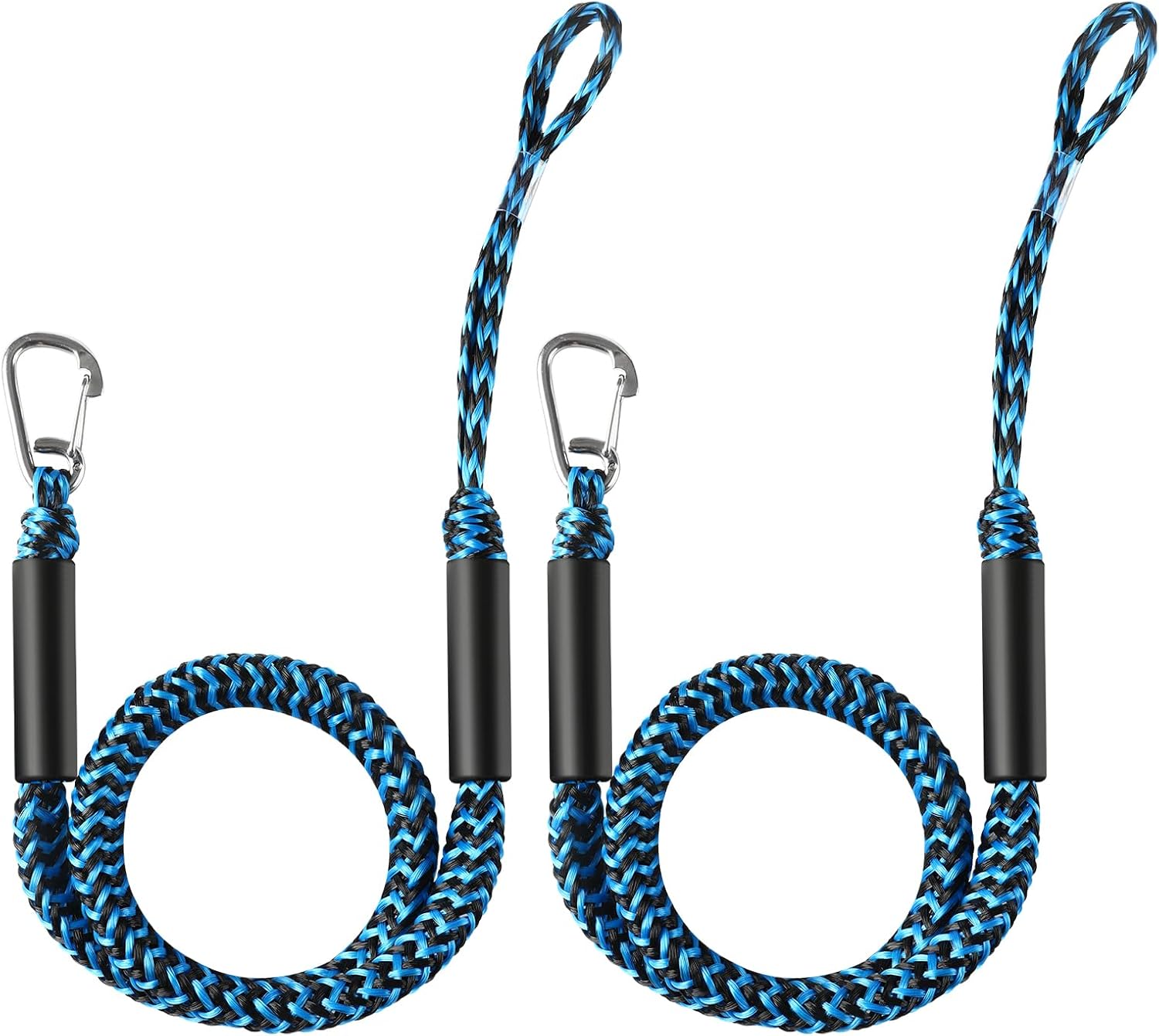 Boat Bungee Dock Lines with Clip 2 Pack Marine Rope Pontoon Boating Kayak Accessories,Blue