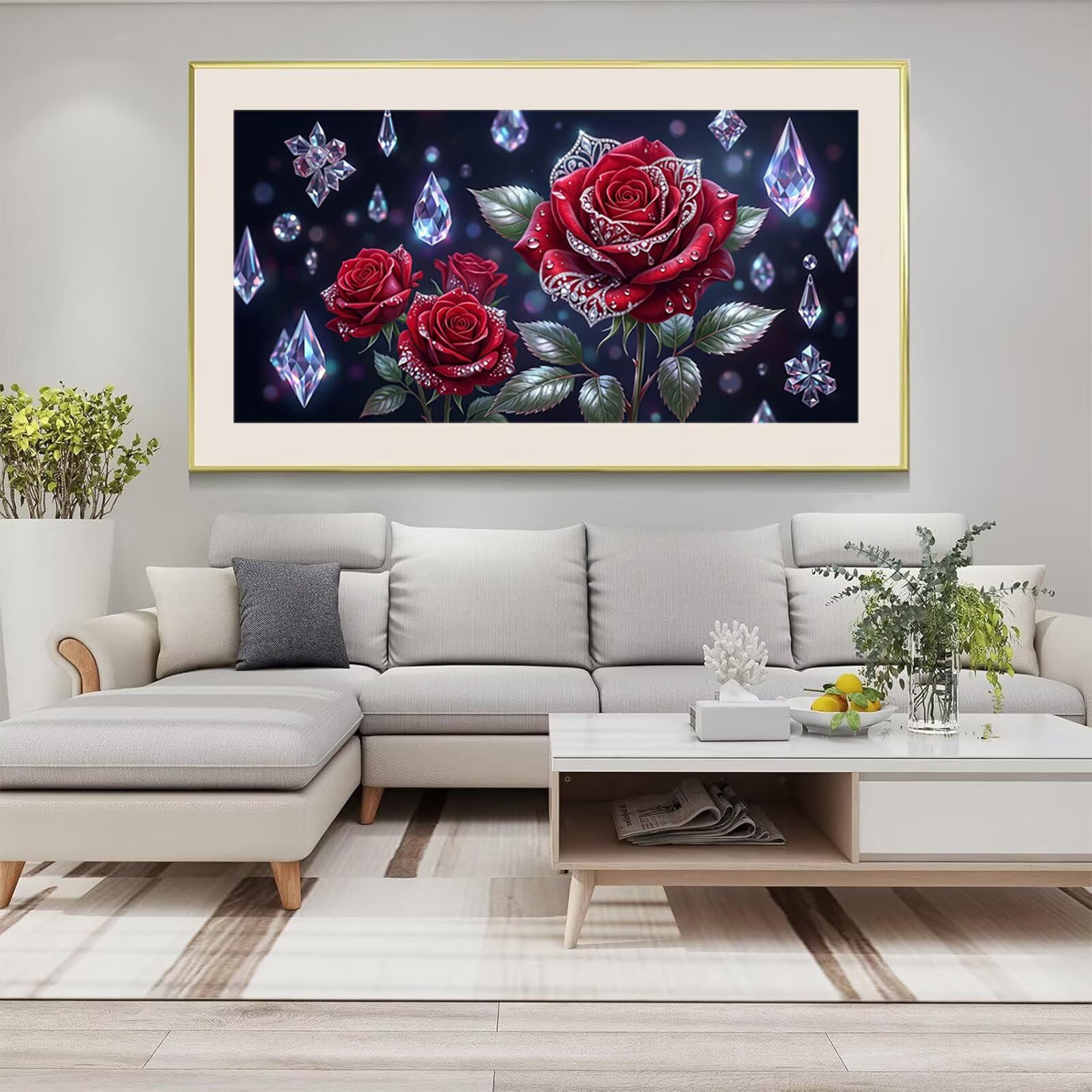 Diamond Painting Rose, Blume Diamond Painting Erwachsene, 5D Vollbohrer Diamanten Paint by Numbers, Kreatives für Erwachsene Mosaik Bastelset für Home Wand Deko, Geschenke für Frauen, 80x160cm,Cod-926