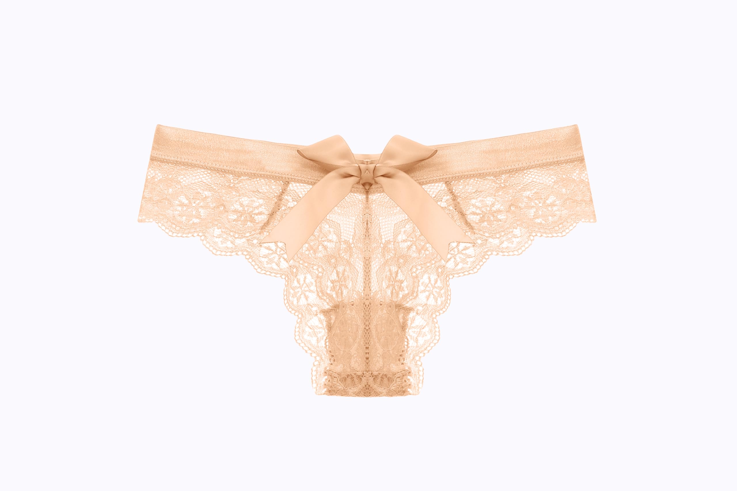 KUAOPATA Women's Lace Bow Thongs T Back Low Waist Breathable Panties Sexy Seamless V-Shape Design Floral Lace tangas: Medium Pink,nude,red