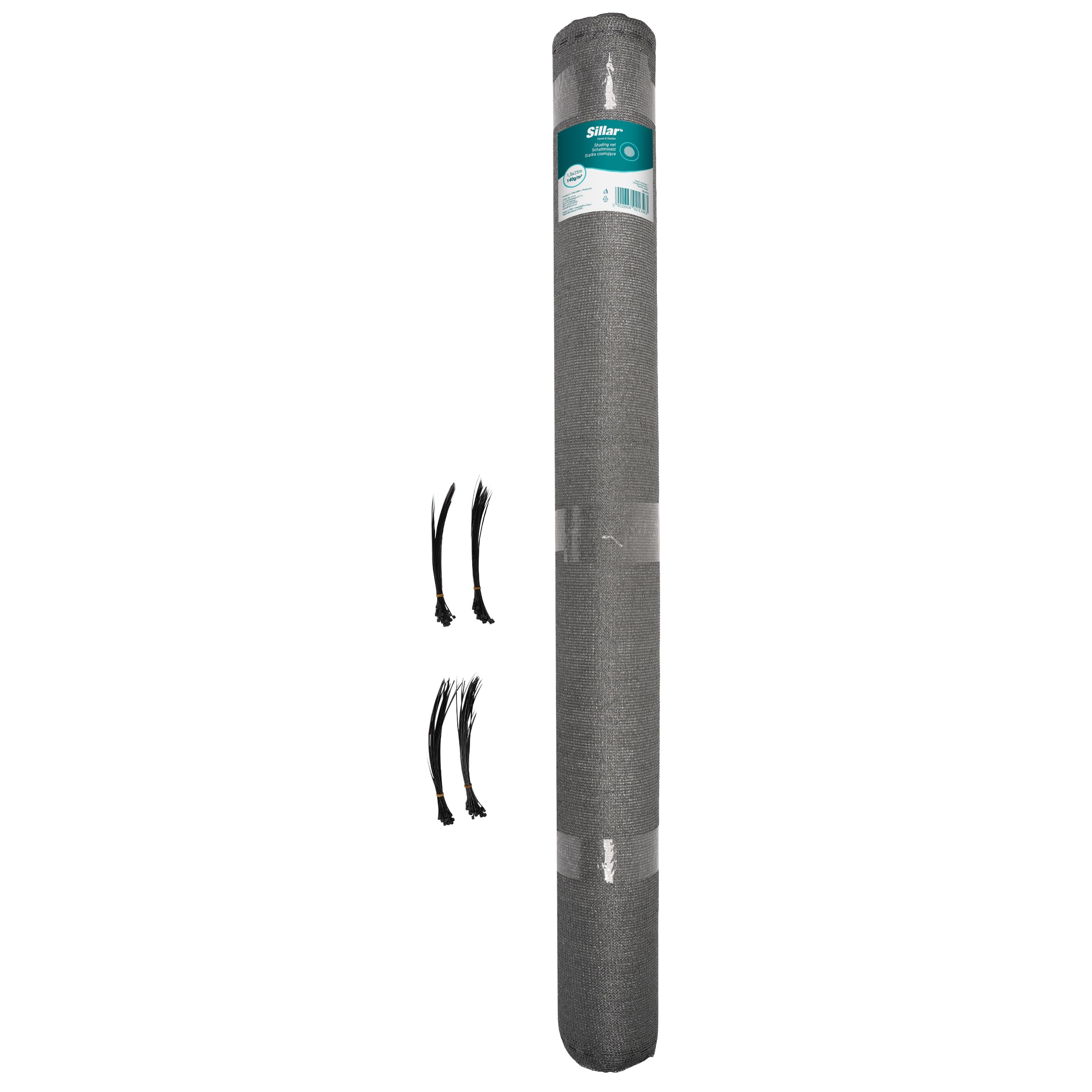 Sillar Rete Ombreggiante 1,5x25m, Telo Frangivista per Giardino e Recinzione, Protezione UV 90%, Resistente al Vento e Polvere, HDPE, Facile Installazione con Fascette, Grigio Antracita