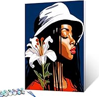 Vista 25 de Pintura por números de chica de moda negra para adultos principiantes mujer africana americana DIY pintura por números pintura acrílica en lienzo