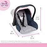 Bayer - Deluxe Doll Car Seat - Safety Belt, Sun Canopy, Accessories for Baby Dolls - Dolls up to 18” - Age 3+ - Grey Pink Butterfly - 67927AA