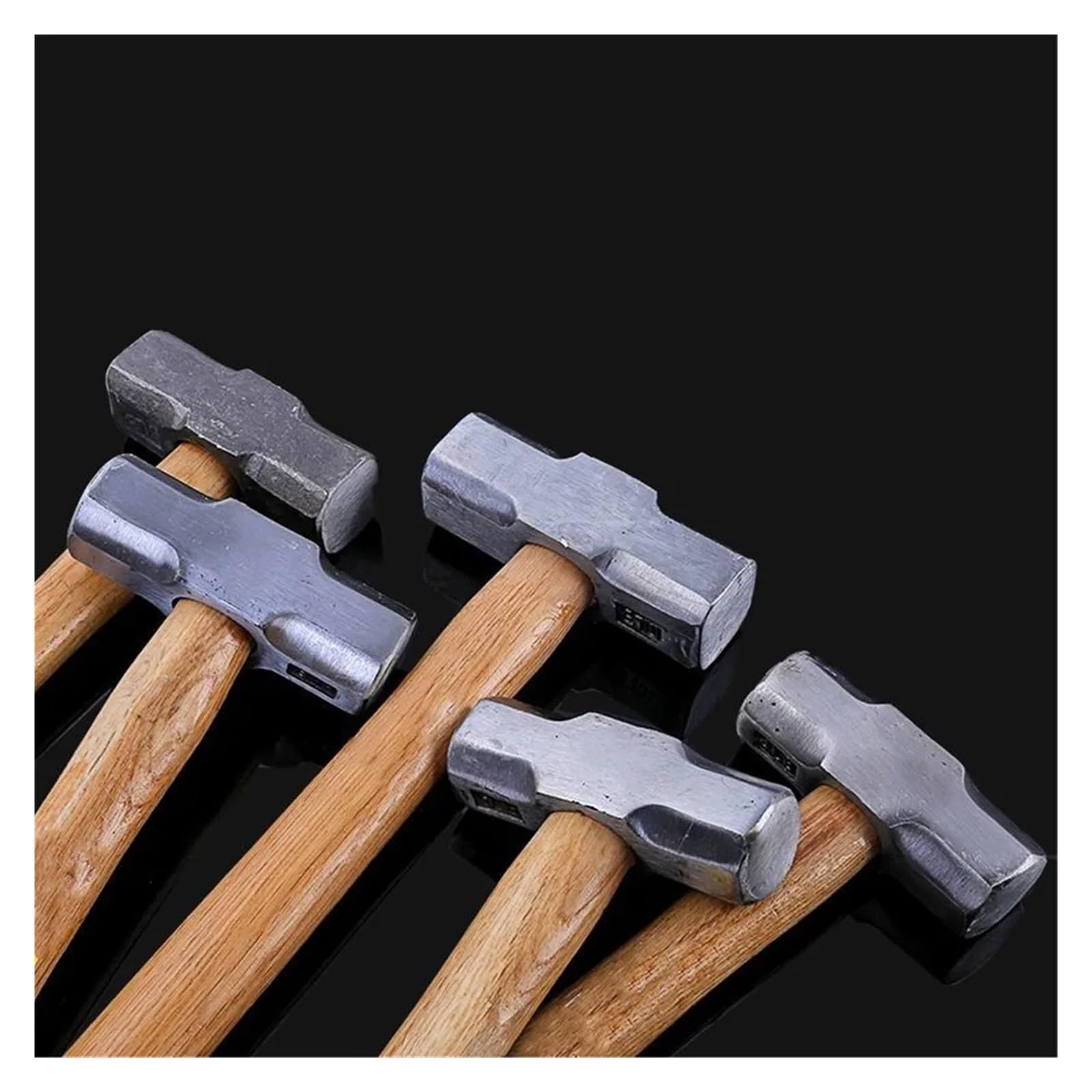 Marteau de forgeron à manche en bois robuste 1 pièce Marteau octogonal en acier forgé Tête carrée Gros marteau Marteau de maçonnerie 4LB 6LB 8LB fangzi(4p)