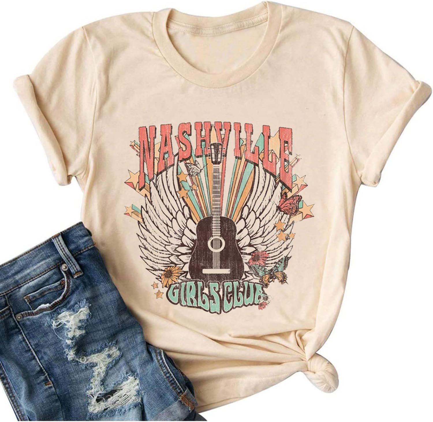 Nashville Shirt for Women Music City Guitar Graphic T Shirt Vintage Band Tees Tennessee Concert Tees Tops - Image 2