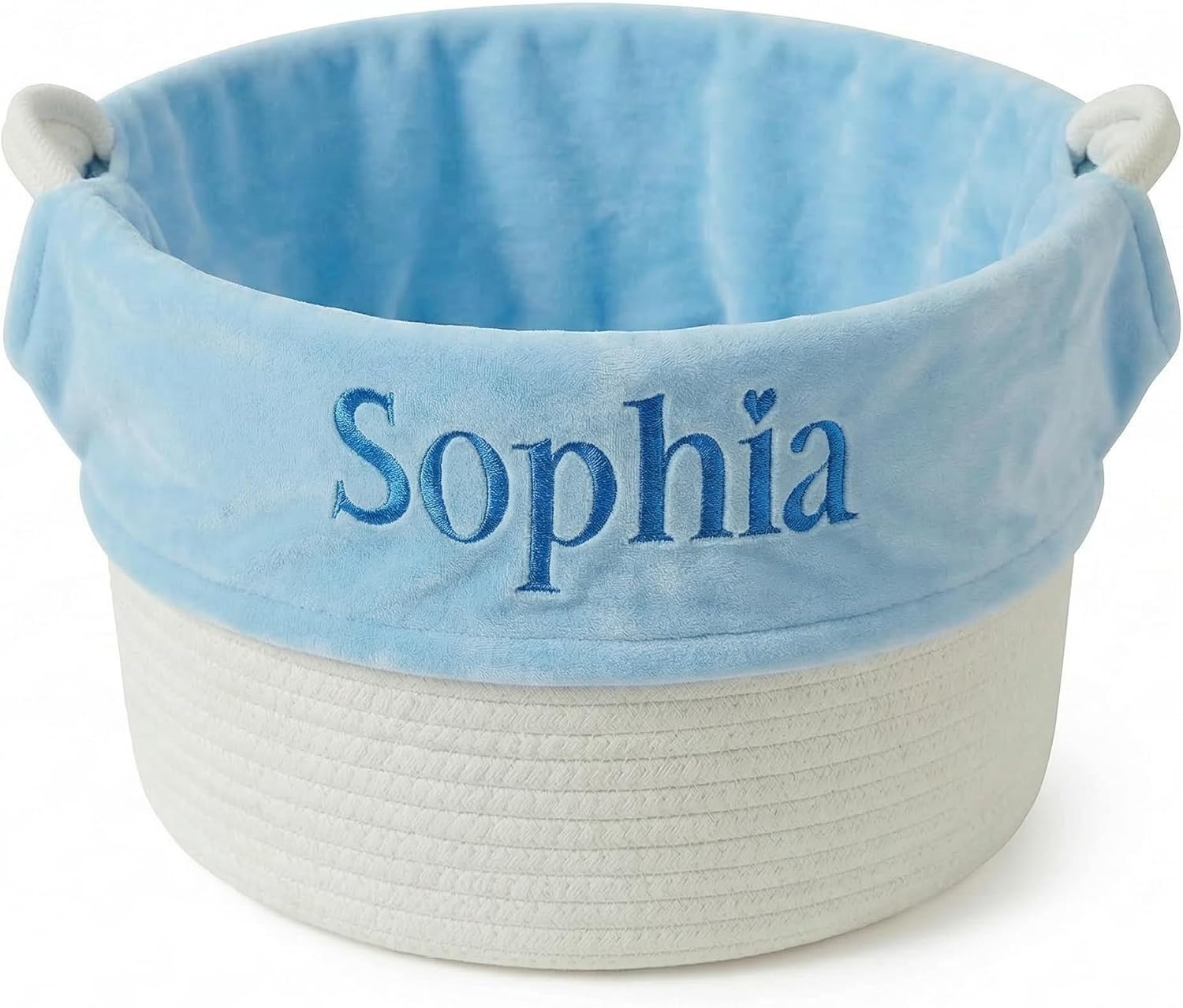 Customizedbee Personalized Easter Basket for Kids - Custom Name Embroidered Plush Easter Bucket with Handle - 2 Sizes Pink & Blue Large Tote Bag for Girls Boys Easter Egg Hunt, Party Favors & Toy Storage