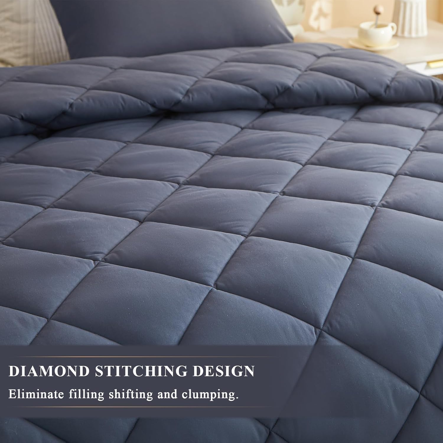 132x120 Alaskan King Comforter, Extra Large King Size Comforter Oversized, All Season Soft Lightweight Quilt Down Alternative Duvet Insert with 8 Corner Tabs(120x132, Grey) - Image 7