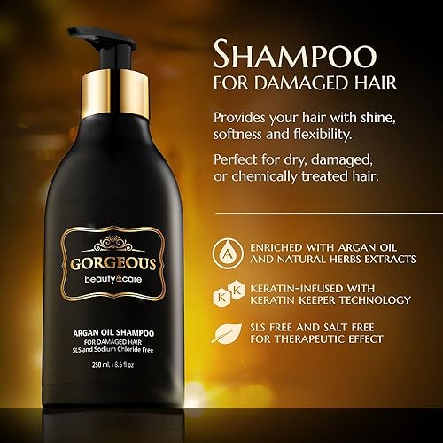 Miniatura 6 de Gorgeous Beauty & Care Champú para tratamiento después del alisado brasileño enriquecido con queratina y aceite marroquí