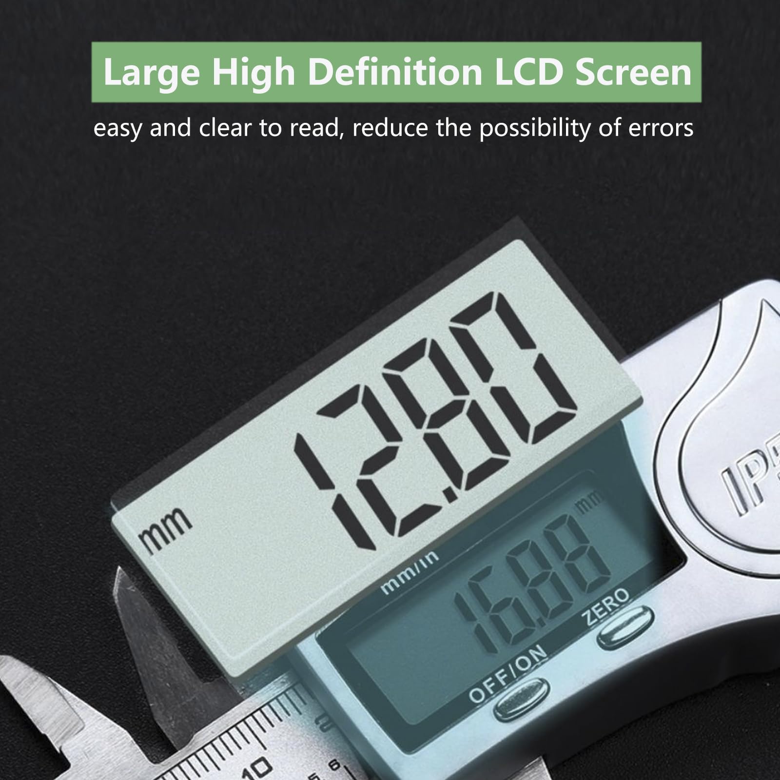 Pie de Rey Digital IP54 Impermeable con Pantalla LCD, Calibre Digital de Acero Inoxidable, Electrónico Vernier Caliper para Mediciones Externas,Internas,Profundidad y Paso,150mm/6"