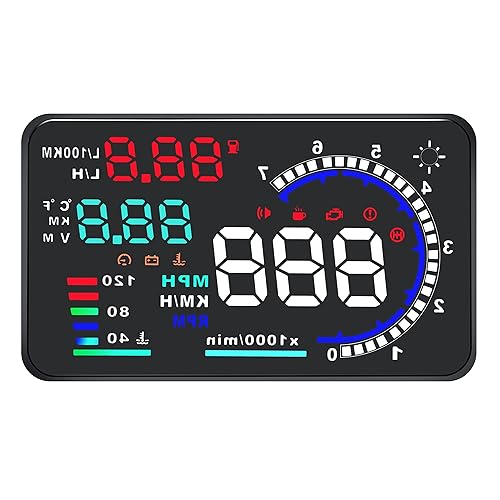 Pantalla frontal A8 HUD de 5.5 pulgadas, proyector de pantalla para salpicadero OBD II OBD2, calibre automático, RPM, velocidad MPH, advertencia,