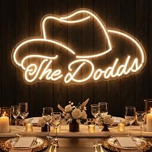 Custom Cowboy Hat Neon Sign for Western Bar Ranch Wedding Wall Decor