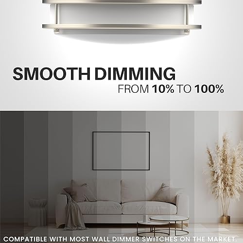 Miniatura 4 de DYMOND Lámpara de techo LED de montaje empotrado, 4000 K, luz natural, regulable, montaje en superficie, lámpara de techo de níquel cepillado para