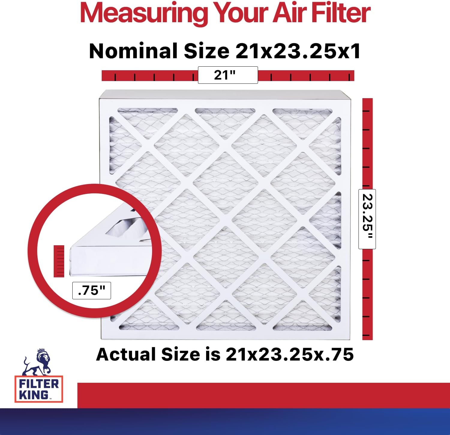 Filter King 21x23.25x1 Air Filter (MERV 11) (4-Pack) Dust & Allergy Control AC Furnace Filters, MADE IN USA, HVAC, Pleated, Electrostatic (Actual Size: 21 x 23.25 x .75)