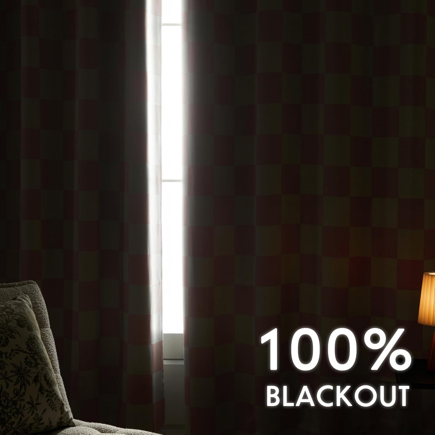 Pink Checkered Window Curtains, 100% Blackout Curtains 84 Inch Length 2 Panels Set, Darkening Curtains for Bedroom, Living Room Long Drapes 52" W x 84" L Each (Pack of 2)