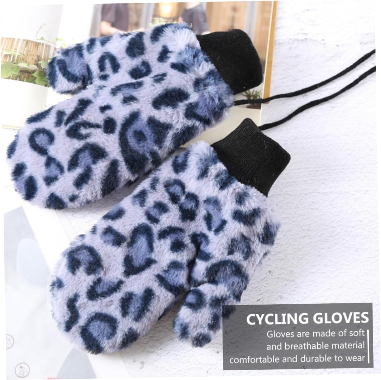 FRCOLOR 1Pair Warm Neck Hanging Gloves for Winter Outdoor Cycling Thicken Full Finger Riding Gloves for Cold Weather Durable and Breathable Material Fashionable Design for Students