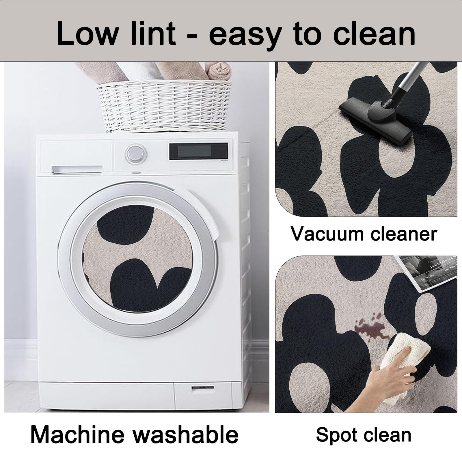 Generico Tappeto Lavabile in Lavatrice - 90 x 150 cm Tappeto Antiscivolo & Pelo Corto, Pratico e Facile da Pulire, Ideale per Soggiorno, Cucina e Aree ad Alto Traffico