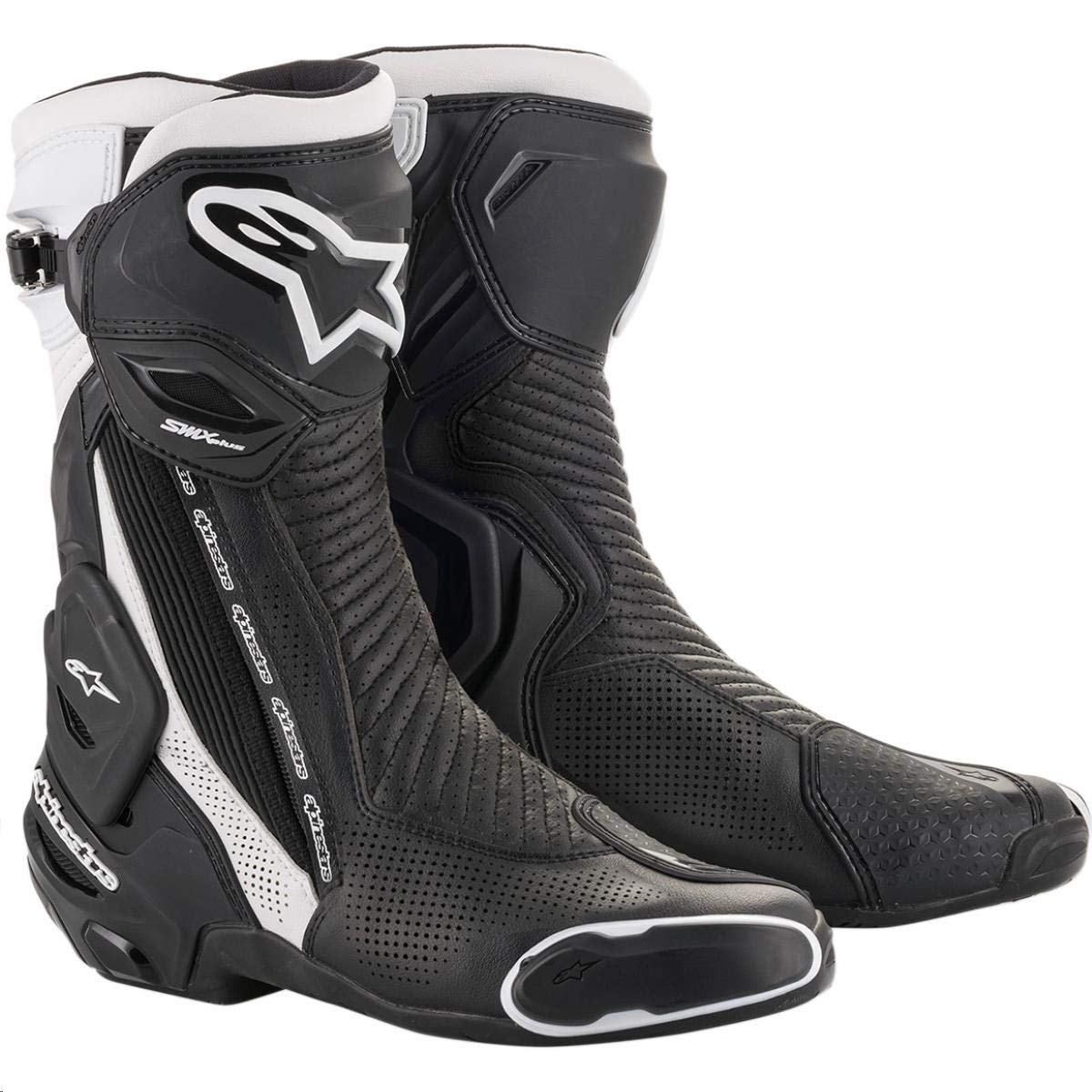 Alpinestars SMX Plus v2 Vented Motorcycle Boots, High Speed Protection(48) (BLACK/WHITE)