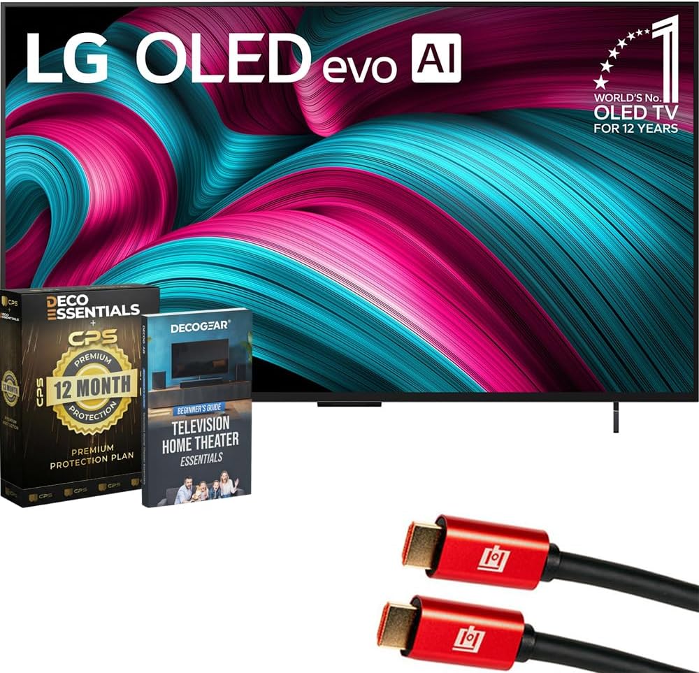 LG 42 Inch C5 Series OLED evo 4K UHD Smart webOS TV (2025) OLED42C5PUA Bundle with 1 YR CPS Enhanced Protection Pack, 2X 6FT HDMI Cable and Deco Gear Home Theater Beginner's Guide