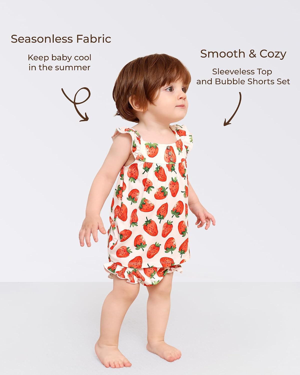 Baby Girls Outfits Short Sleeve Ruffle Top with Shorts Sets 2 Piece Clothing Set Viscose from Bamboo, 0-24Months