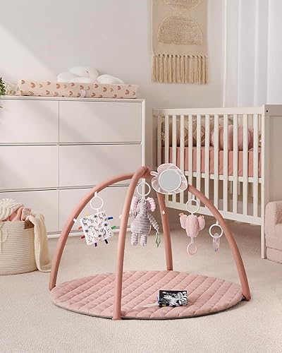 Miniatura 2 de Blissful Diary Tapete de gimnasio para bebé, tapete de actividad para el tiempo boca abajo con 6 juguetes desmontables para el desarrollo de