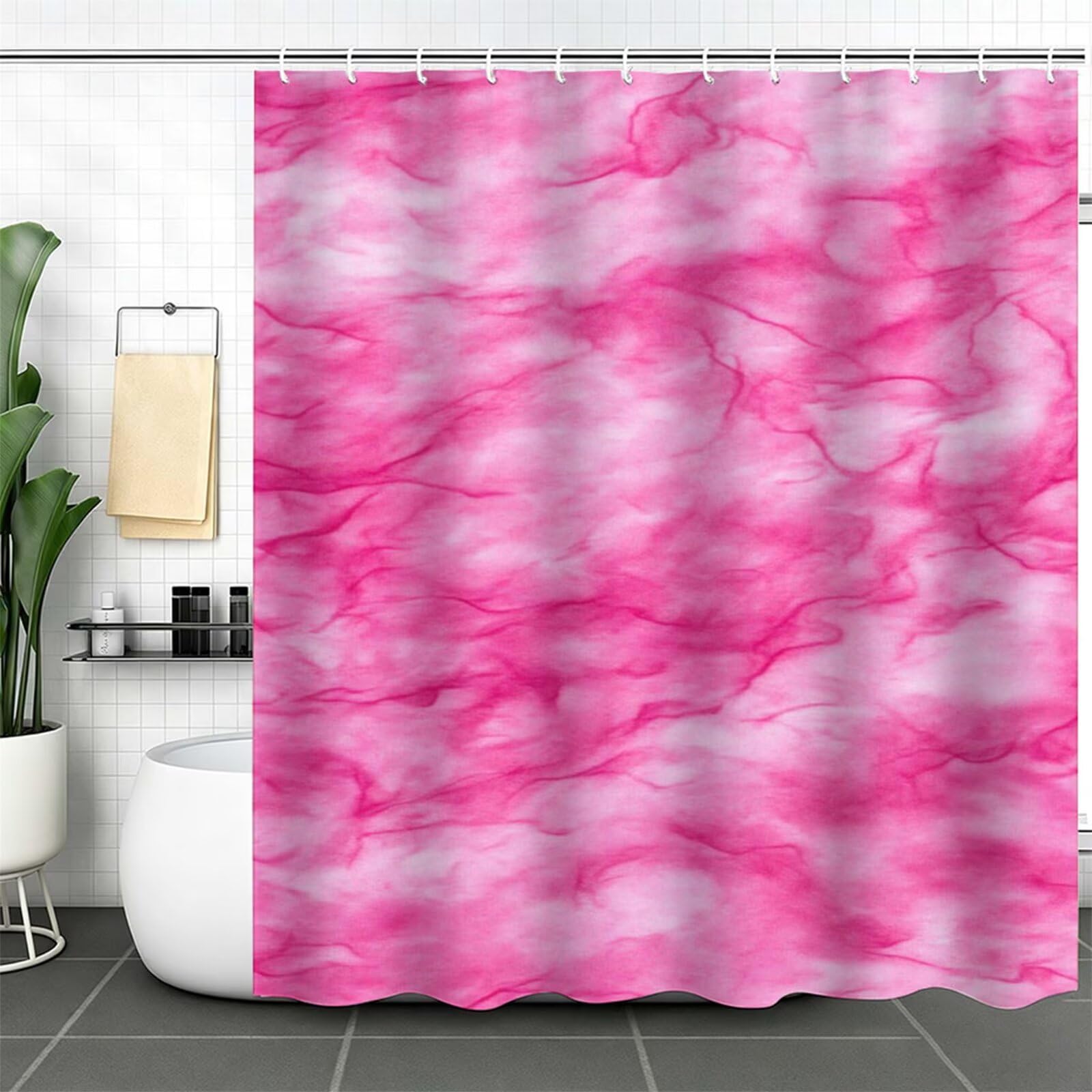 Tenda Doccia 200x250cm rosa Tenda per Doccia con 12 Anelli, Bordo Ponderato, Polyester Tessuto Lavabile, Asciugatura Rapida, Facile da Pulire, per Bagno Dormitorio Hotel Semplice J-401