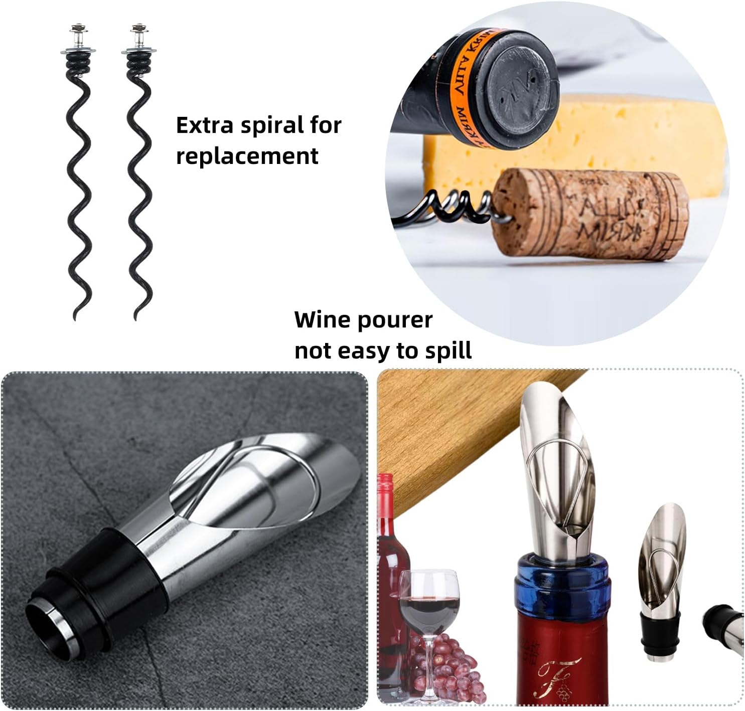 Rabbit Wine Opener Set, Wine Accessories with Wooden Gift Box – Wine Gift for Wine Lovers (S288-SIL-9) - Image 5