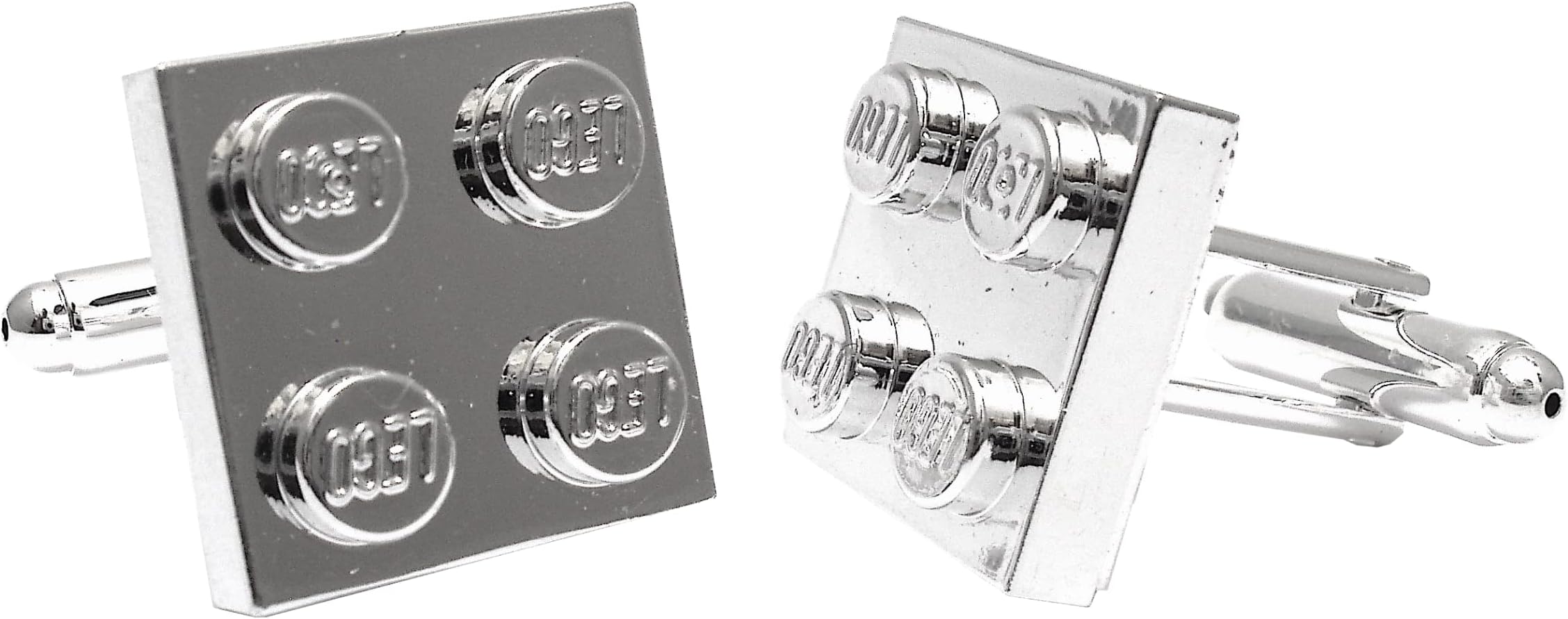 Chrome Silver Colour Cufflinks Handmade with Building Bricks plates *