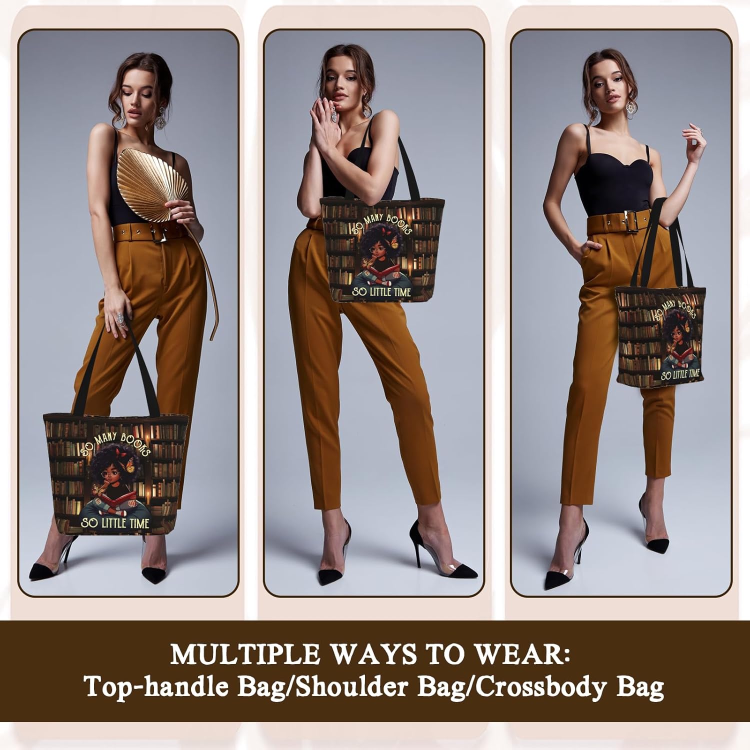 Tote Bag for Women with Zipper, Everyday Carry, Large Capacity Reusable Shopping Bag for Groceries & Travel - Image 4