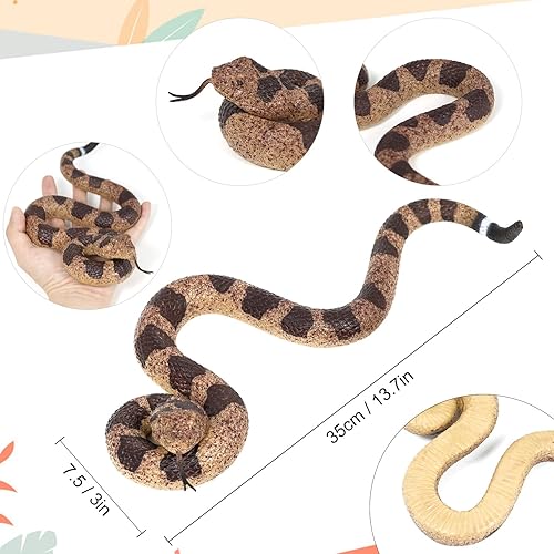 Miniatura 2 de 2 piezas de serpientes falsas realistas de goma de serpiente de cascabel de serpiente de miedo a pájaros y ardillas modelo complicado de serpiente