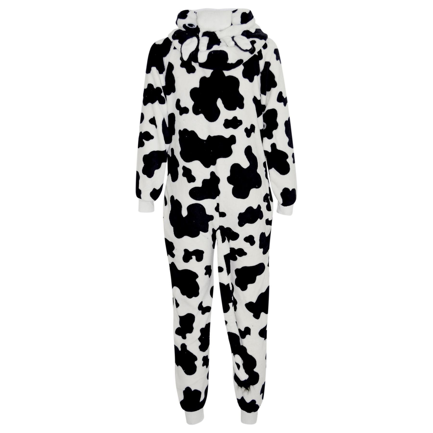 A2Z 4 Kinder Mädchen Jungen Kuh Kostüm Tier Gesicht Overall Weich Plüsch Fleece Spielanzug Kapuzen Schlafanzug Einteiler Cosplay Anzug Alles in Einem Weihnachten Pyjama Für Kind Alter 3-14 Jahre