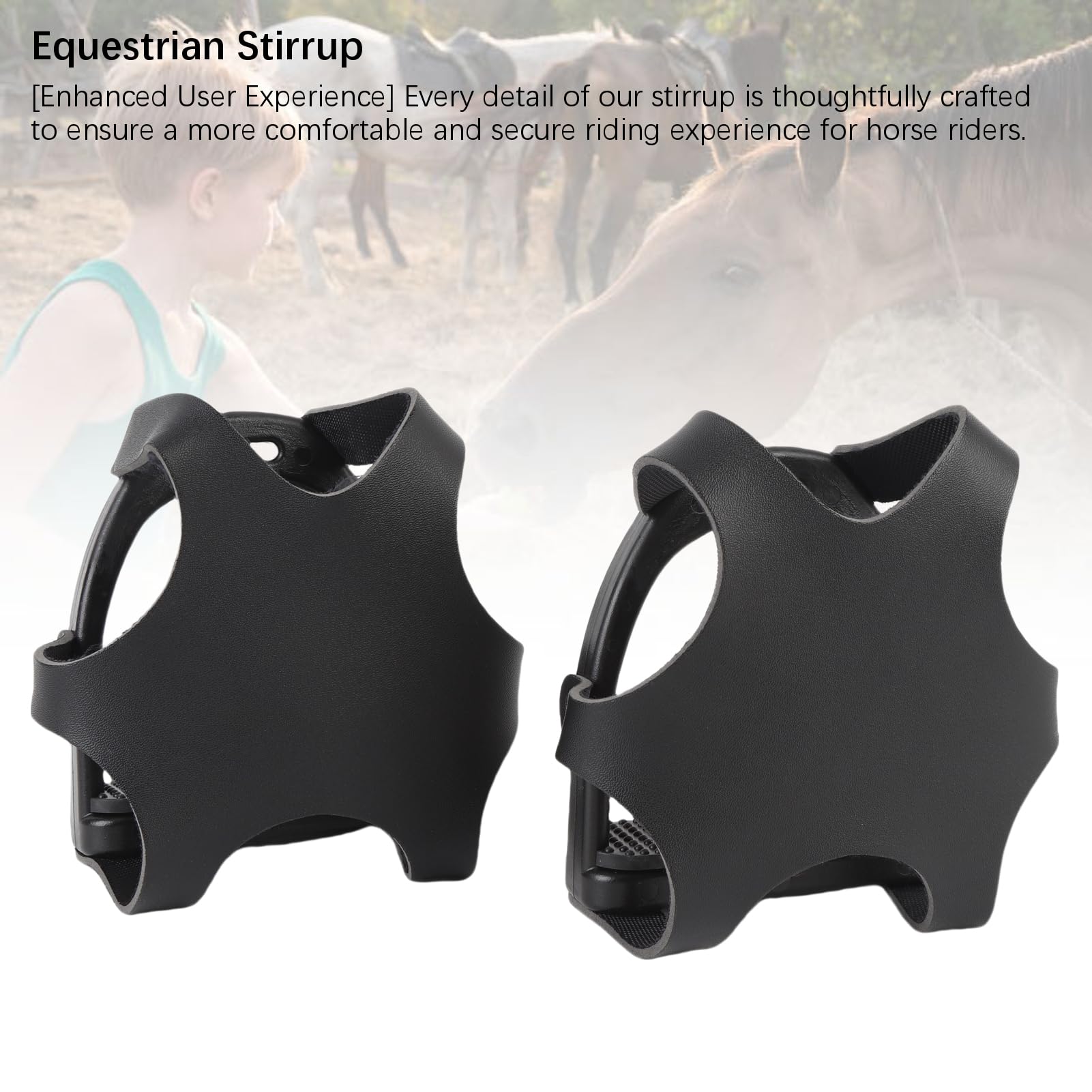 Fockety Estribos para Montar a Caballo, estribos de Resina con Funda de Red, Almohadilla de Goma para los pies, Estribo de Seguridad Reforzados para Adultos y niños